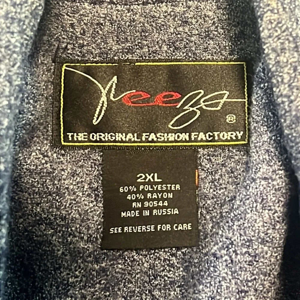 Good Peeza Fleece Full Zip Jacket Men's 2XL Blue Gold Hardware Russia RN90544